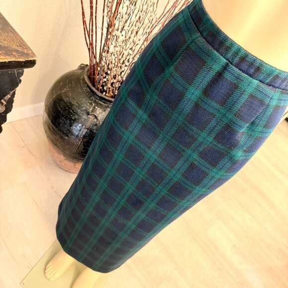 1970's Graff californiawear BLUE & GREEN PLAID MAXI SKIRT - Picture 5 of 6